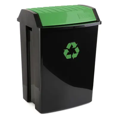 Recycling bin, capacity litres, twist-off lid, polypropylene, BPA-free, sun-protected, green.