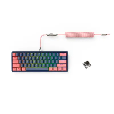 (Blue Two, Brown Switch) DIY Key Gaming Mechanical Keyboard With Hot swappable OEM RGB Lighting 