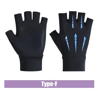 (Black Blue, Half Finger) Fishing Catching Gloves Protect Hand Professional Release Anti-slip Fi