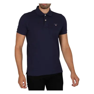 (Navy, L) Gant Mens Original Pique Short Sleeve Polo Shirt