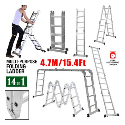 4.7M Aluminum Combination Ladder in Folding Steps Laders