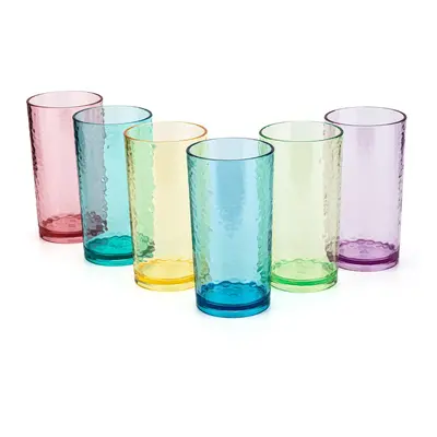 KX-WARE 20-ounce Acrylic Glasses Plastic Tumbler, set of Multicolor - Hammered Style, Dishwasher