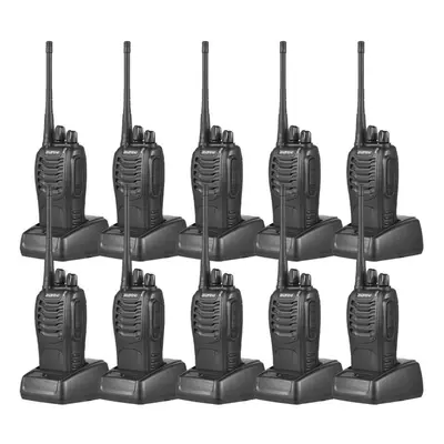 (black, US plug 10pcs) Aoresac Baofeng Bf-888s Walkie Talkies Packs Waterproof Rechargeable Long