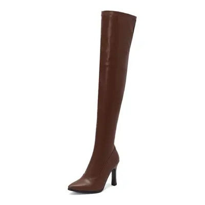 (brown, 42) J/women&apos;s High Heel Boots Autumn And Winter New Sexy Small Pointed Thin Heel So