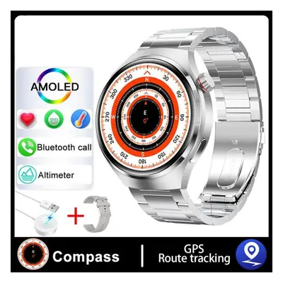 (silver, steel) New Nfc Smart Watch Men Voice Calling Sport Watches Gt4 Pro Compass Gps Tracker 