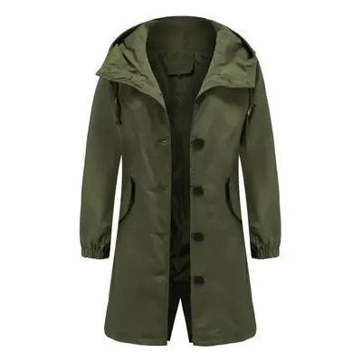 (green, L) Windcheater For Women Hooded Button Loose Oversize Casual Windbreaker Waterproof Outw