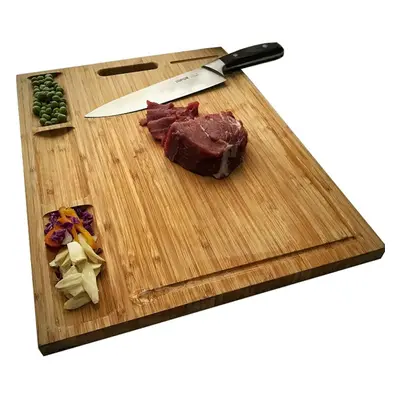 (50L x 36W cm) Bamboo Cutting Board Kitchen Extra Large Cutting Board with Built-in Compartments