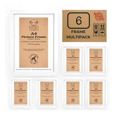 Elegant A4 White Picture Frame Multipack (6-Pack) â Versatile Display for Photos & Art, x 29.7