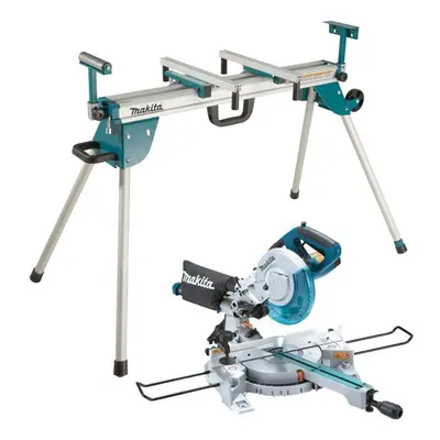 Makita LS0815FL 240v Sliding Compound Laser Mitre Saw 216mm + DEBWST06 Leg Stand