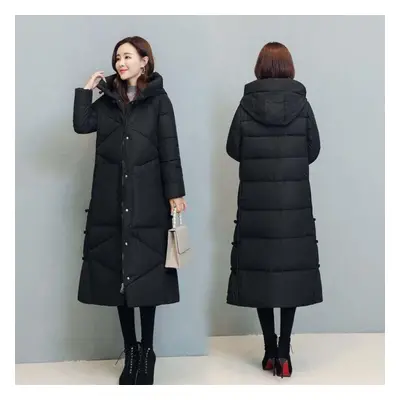 (black, 2XL) Women Hooded Jackets Long Outerwear Female Parkas Base Coats Women Cotton Thick Cas