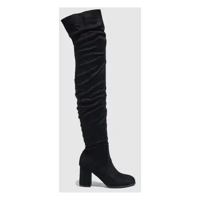 (black, 40) Eilyken New Winter Zipper Women Over-the-knee Boots Fashion Flock Square Heel Shoes 