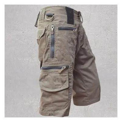 (light brown, L) Men&apos;s Shorts Pants Loose Fitting Straight Tube Summer Fashion Casual Multi