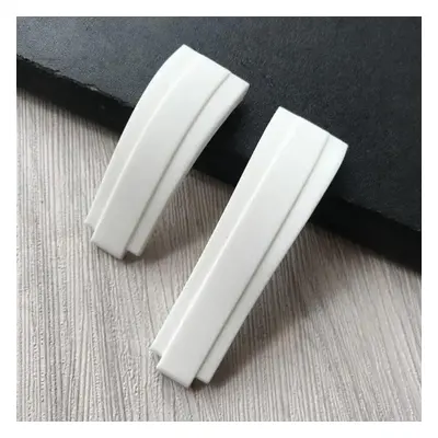 (white 20mm with clasp 2&with logo) 20mm Nature Rubber Silicone Watch Band Buckle Watchband For 