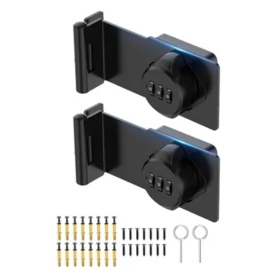 (Black -2pcs) Degree Barn Door Lock, Household Security Combination Latch Lock for Locker, Fence