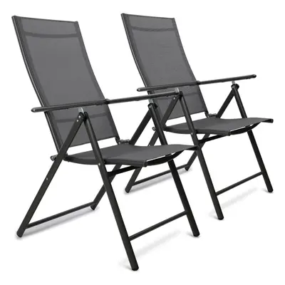 (Grey) SUNMER Set of Folding Garden Chairs with Seating Positions