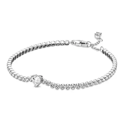 925 Sterling Silver Sparkling Heart Tennis Bracelet For Women DIY Gift Jewelry