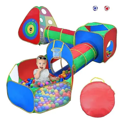 5-in-1 Pop Up Ball Pit Tent Tunnel Kids Baby Play Toy Target Game