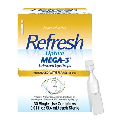 Refresh Optive Mega-3 Lubricant Eye Drops Non-Preserved Tears, Single-Use Containers, 0.01 fl oz