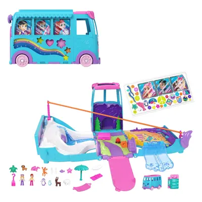 Polly Pocket Micro Dolls and Transforming Camper Van Vehicle Accessories Include Pets and Toy Ca