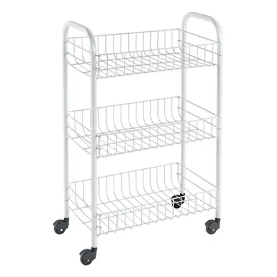 Metaltex Kitchen Trolley with Baskets Siena White Bathroom Shelf Organiser