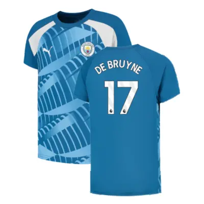 (XXLB) Man City Pre-Match Jersey (Lake Blue) - Kids (DE BRUYNE 17)