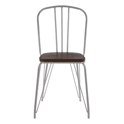 Premier Housewares District Grey Metal and Elm Wood Chair