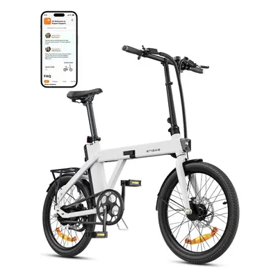 (White) ENGWE P20 Electric Bike with App V 9.6 Ah Battery up km Folding Bike W Motor Max km/h, E