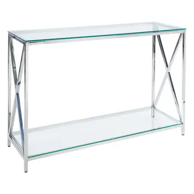 Console Table AUDET Tempered Glass Silver