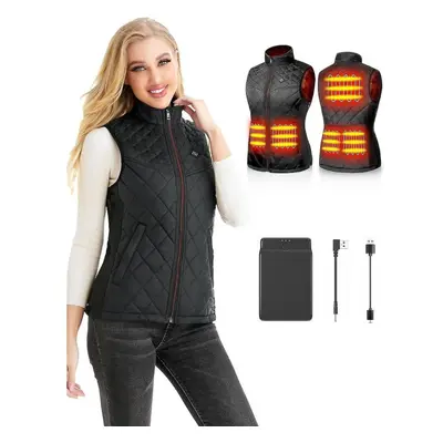 (S, Black) Heated Vest For Women,heated Gilet With 12000mah Battery Pack,lightweight Thermal Bod