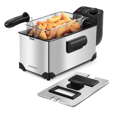 (3 Litre) Watt Fryer, Liter Fryer, Easy to Clean, with Viewing Window, Stainless Steel, Temperat