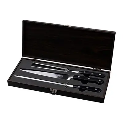 Wrenbury Professional Sabatier Carving Knife and Fork Set with Sharpening Steel | Piece Carving 