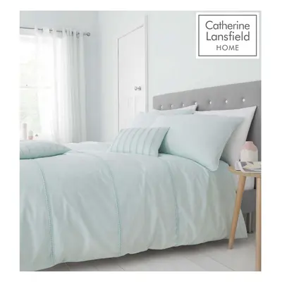 Catherine Lansfield Pom Pom Mint Double Duvet Cover Set Easy Care Bedding Set