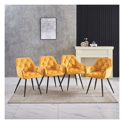 (Set of chairs, Yellow) 2/4 Dining Chairs Velvet Chairs home & restaurants