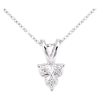 Jewelco London 9ct White Gold Round 2pts Diamond Trilogy Pendant Necklace inch 46cm - PP0AXL5927