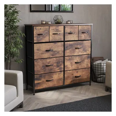 (Rustic Brown) Chorley Fabric Drawer Home Storage Chest