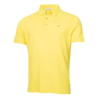 (XXXXXL, Lemon Sport) Calvin Klein Mens Campus Button Ribbed Collar Golf Polo Shirt