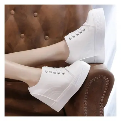 (white, 39) Spring Summer Flat Platform Shoes Women Fashion Sneakers Low-tops 11cm Height Increa