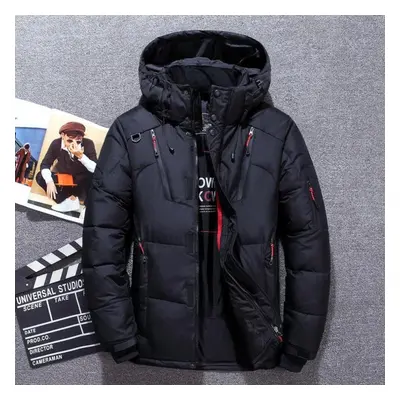 (black, M) Winter Warm White Duck Thick Down Jacket Veste Outwear Men&apos;s Snow Parka Hooded J