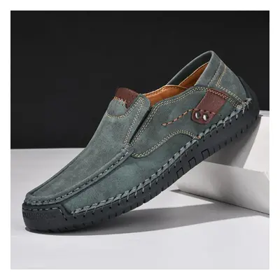 (green, 48) Handmade Genuine Leather Men&apos;s Casual Shoes Comfortable And Breathable Moccasin