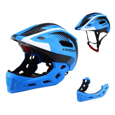 (Blue&Black&White) Lixada Kids Detachable Full Face Bike Helmet Breathable Ultralight Cycling Sp