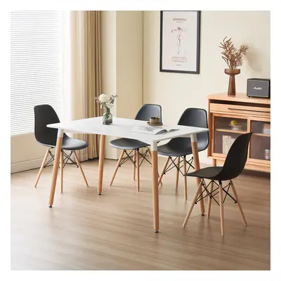 (White, With Black Chairs) Piece Rectangular Dining Set White Or Oak Top Chairs Black Grey Or Wh