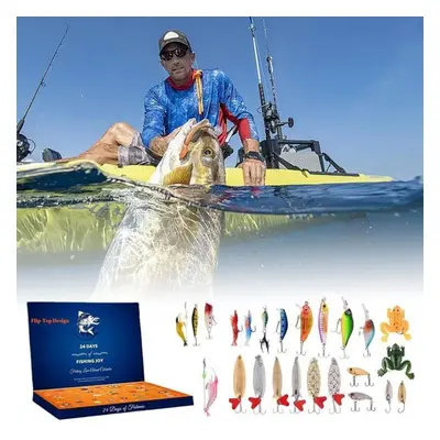 (multicolor, Fishing Advent) Fishing Tackle Advent Calendar Fishing Lures Set Fishing Gear Count