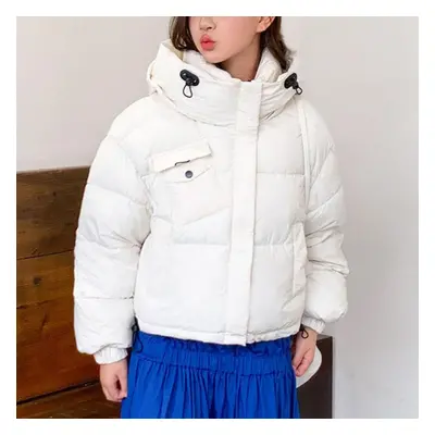 (white, XL) Thicken Outwear Women Parkas Korean Fashion Hooded Winter Coat Female Loose Warm Lon