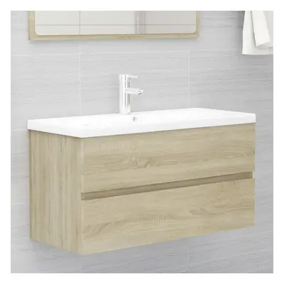 vidaXL Sink Cabinet with Built-in Basin Sonoma Oak Engineered Wood Rack Basin