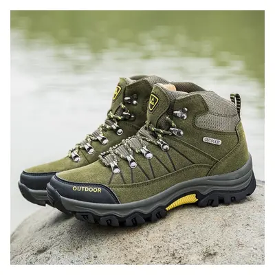 (army green, 42) Men&apos;s High Top Outdoor Shoes Large Hiking Shoes