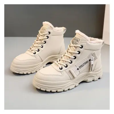 (beige, 44) New Women&apos;s Casual Sneakers Winter Sneakers With Plush Fur Warm Women&apos;s Sh