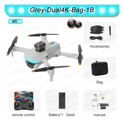 (Dual 4K 1B, Grey) P14 Max Drone 8K HD GPS Professional UAV Intelligent Obstacle Avoidance Folda