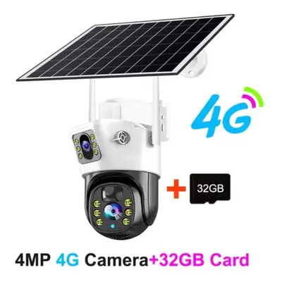 (white,black, ã2ã4G Camera + 32G Card) Solar Camera 4k Outdoor Low Powered Video Cam Night V