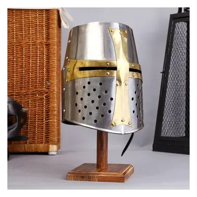 Medieval Era Warrior Brass Crusader Helmet Knights Helmet Props Head Wear Lappers Helmet Knight 