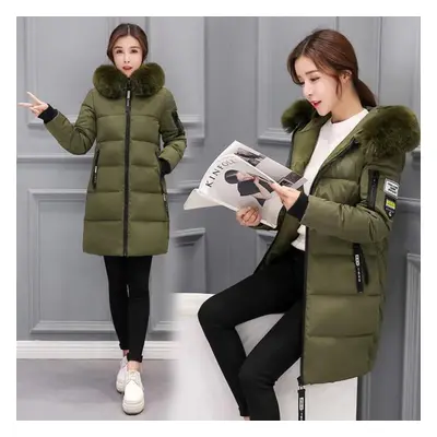 (army green, 4XL) Winter Down Cotton Jacket Women Long Coat Parkas Thickening Female Warm Clothe